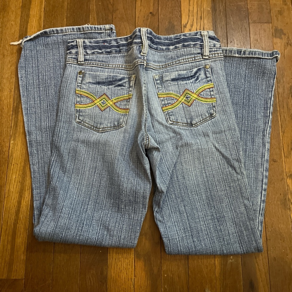 Mudd Blue Boot Cut Jeans with Yellow Stitching